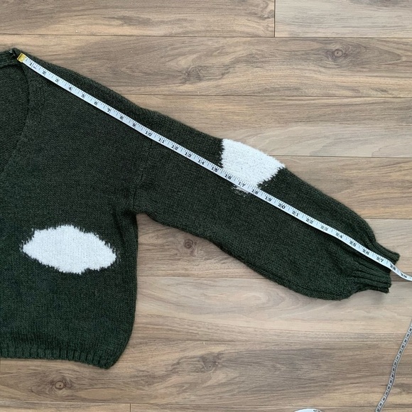 Olive Green Clouds Wool Blend Cardigan - Picture 3 of 6